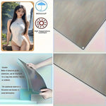 plaque decorative moderne femme asiatique maillot bain blanc adhésif texture metallique 20x30cm