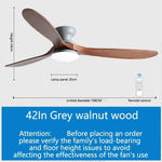 ventilateur moderne led bois naturel blanc lampe intégrée télécommande flux lumineux certifications vde ul