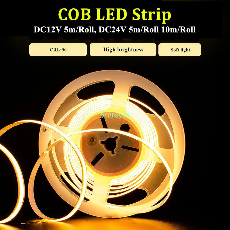 ruban led cob 320 480 led jaune orange rouge vert bleu blanc moderne 5m