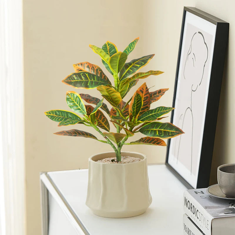 Plantes artificielles soie vert feuilles multicolores modernes décoration intérieure pot 24cm 32cm 41cm
