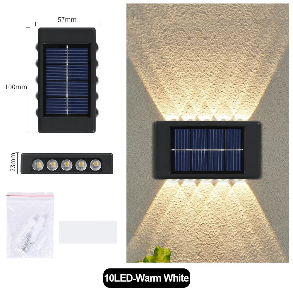 lampe solaire murale moderne ip65 led rechargeable extérieure panneau solaire texturé noir minimaliste