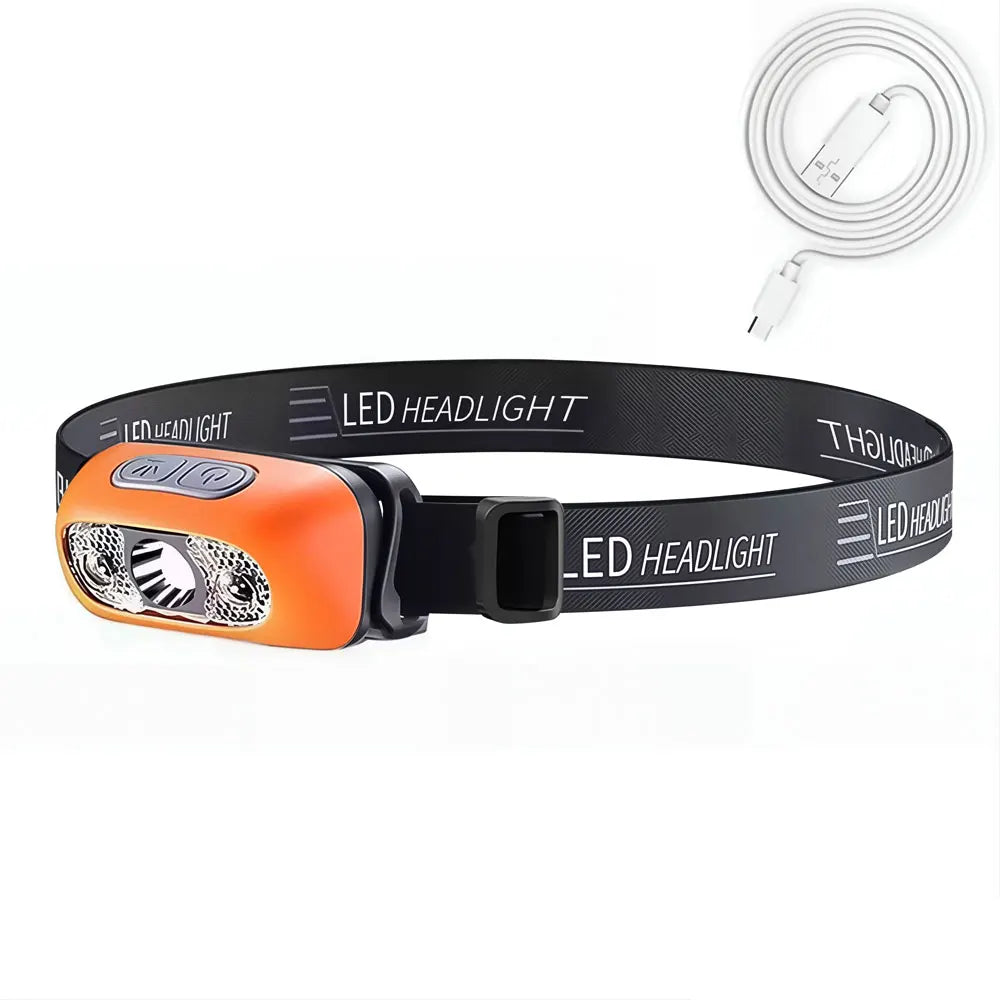 lampe frontale led rechargeable usb camping pêche chasse réglable moderne argenté doré