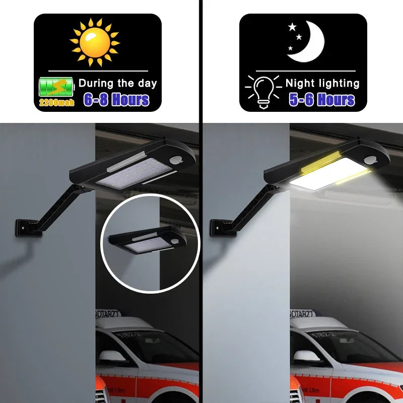 lampe solaire moderne noire led ip65 étanche capteur mouvement autoinstallation extérieur jardin clôture