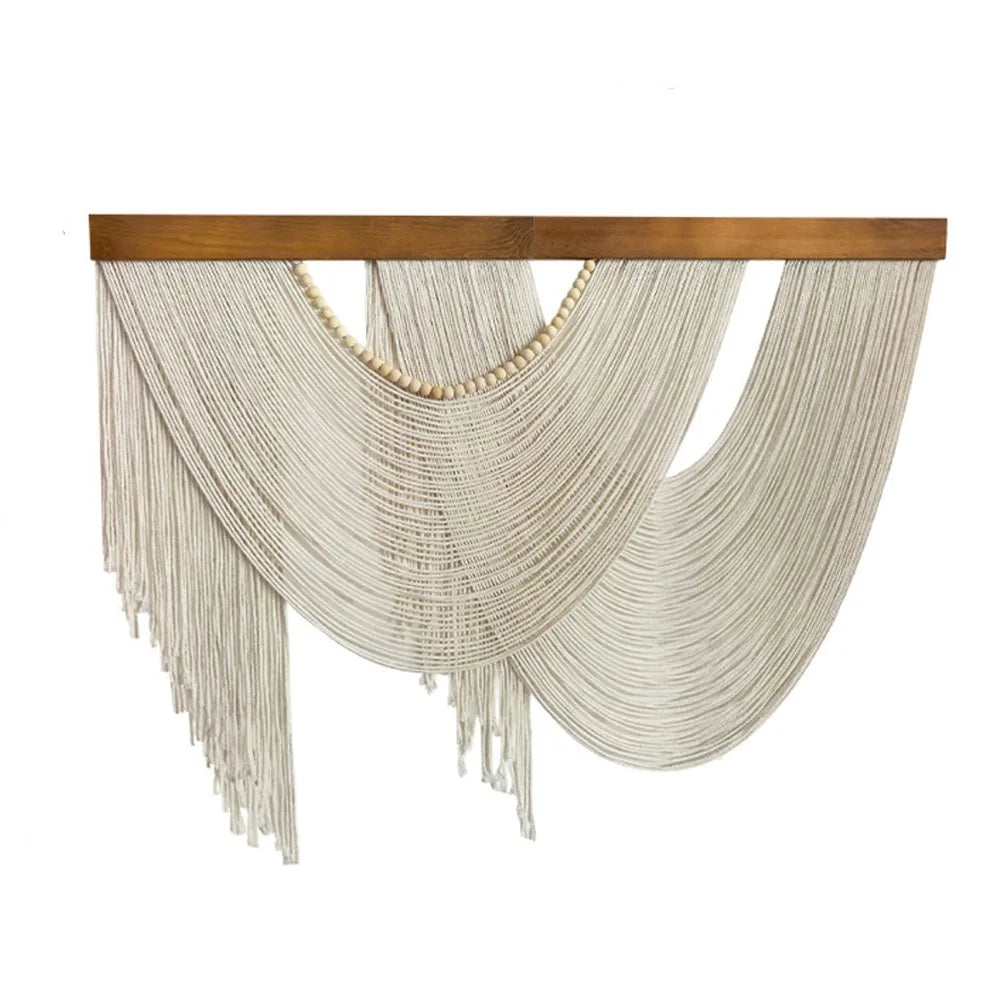 décoration murale bohème franges coton polyestère beige rouge blanc ethnique