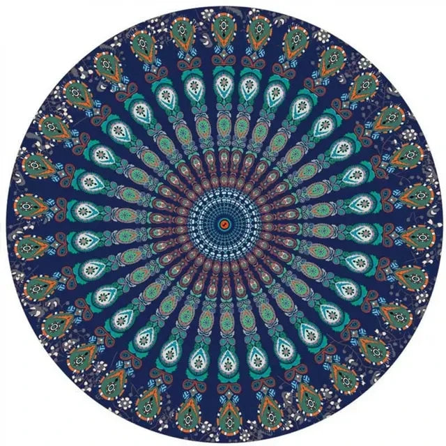 serviette plage ronde motif mandala boho chic coton polyester décorative grande plage été