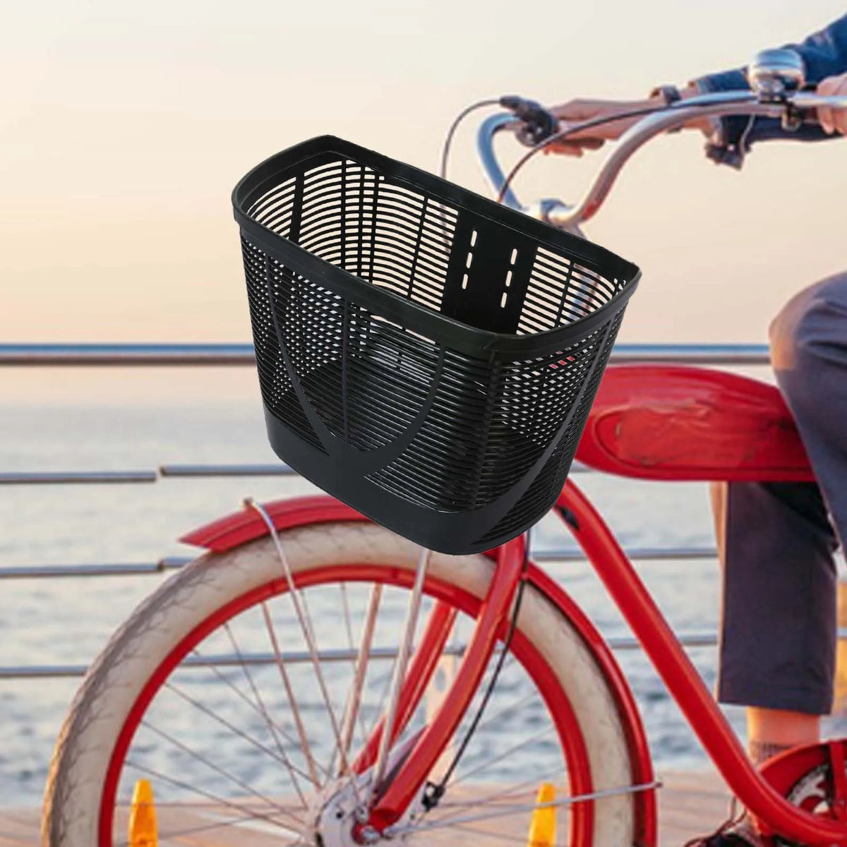 panier vélo avant rangement tissé étanche détachable facile installer traditionnel fixations couleur marron gris