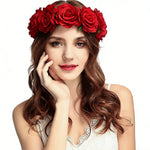 couronne fleurs artificielles bohème multicolore élastiquée femmes fêtes