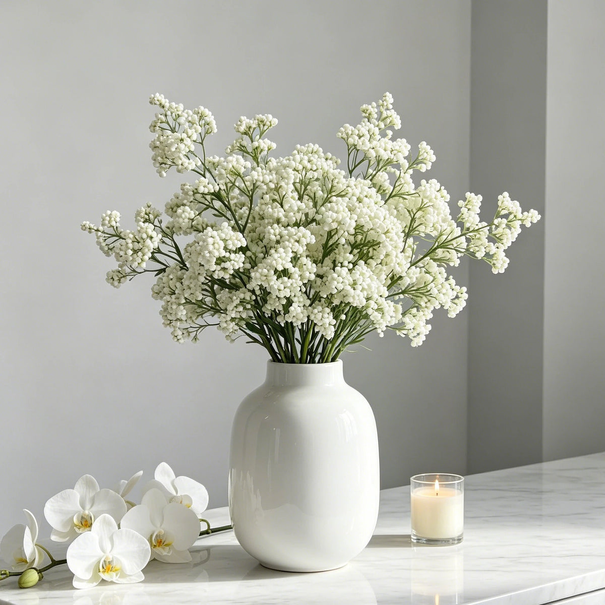 bouquet artificiel moderne minimaliste blanc beige marron orange rouge vaseintérieurDecorationMaison