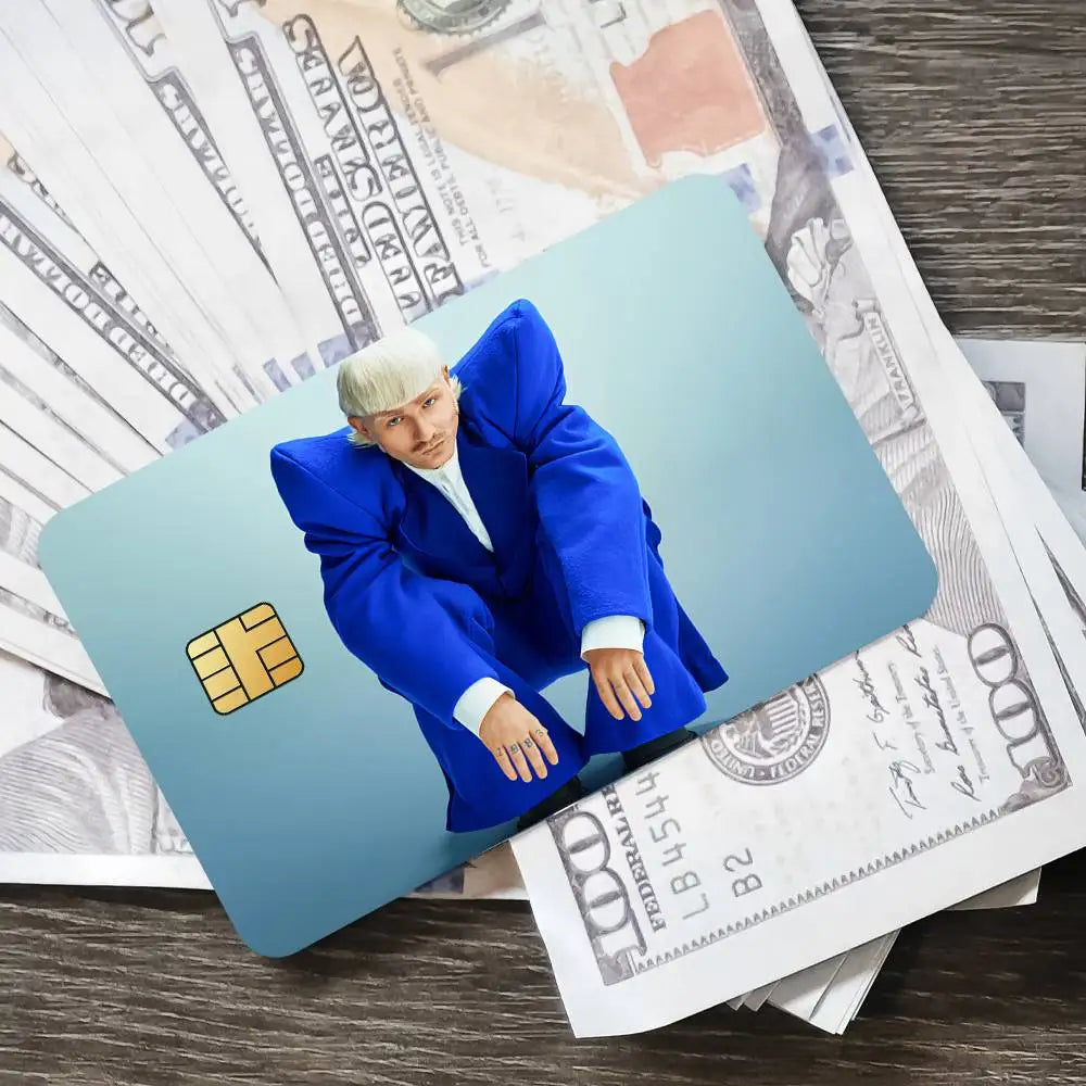 autocollants carte bancaire unity dessin animé noir blanc bleu moderne adhésif étanche résistant graphique