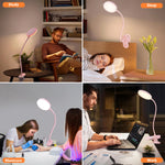 lampe table rechargeable rose pinces moderne couleurs ajustable batterie intégrée