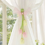 ruban fenêtre décoratif tulipes fleurs blanc vert bleu jaune rose fixe translucide polyester