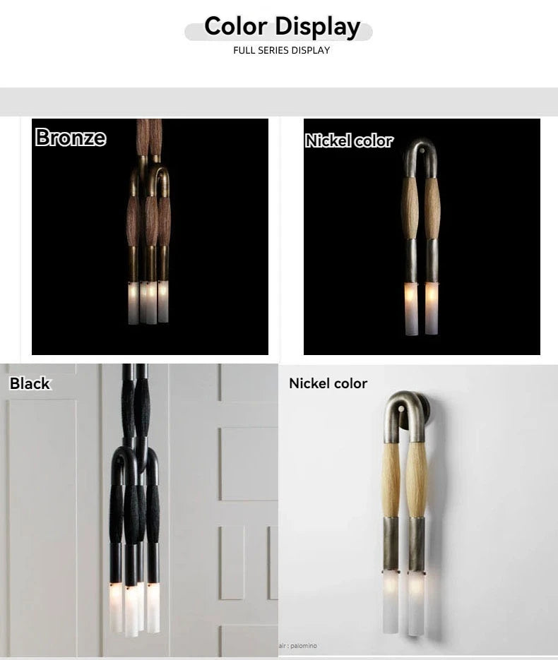 lampe suspension moderne verre bois structure métal noir salon chambre
