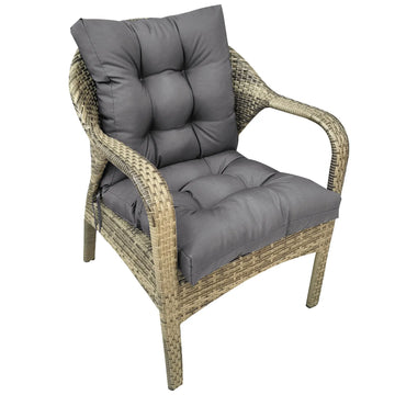 coussin assise imperméable polyester gris uni moderne rubans fixation extérieur jardin terrasse amovible lavable