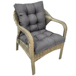 coussin assise imperméable polyester gris uni moderne rubans fixation extérieur jardin terrasse amovible lavable