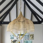lampe suspendue rotin bois naturel rustique moderne salon cuisine lumière chaude