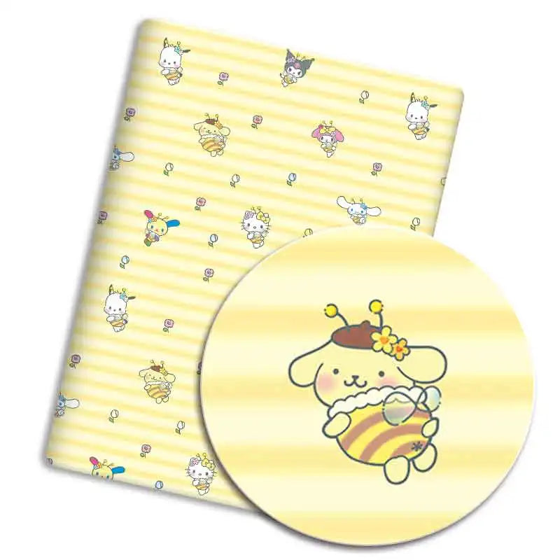 tissu polyester coton motifs dessins animés hello kitty my melody cinnamoroll protège cahiers enfants