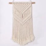 tapisserie macramé boho chic beige motifs géométriques franges moderne suspension maison