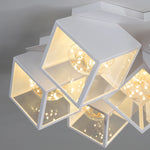lampe suspendue moderne cubiques géométriques noir blanc chaînes interrupteur tactile chambre salon