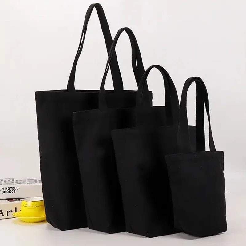 sac main noir toile coton moderne poignées cosmétiques pliable multiusage