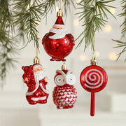 Décoration de Noël suspendue rouge et blanche hibou Père Noël - 2 pièces pour arbre et vitrine