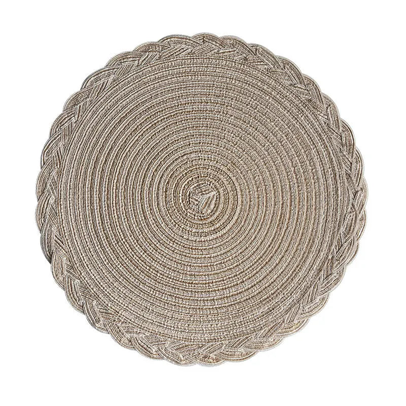tapis table tissé géométrique bleu beige gris rustique 18cm 30cm 38cm