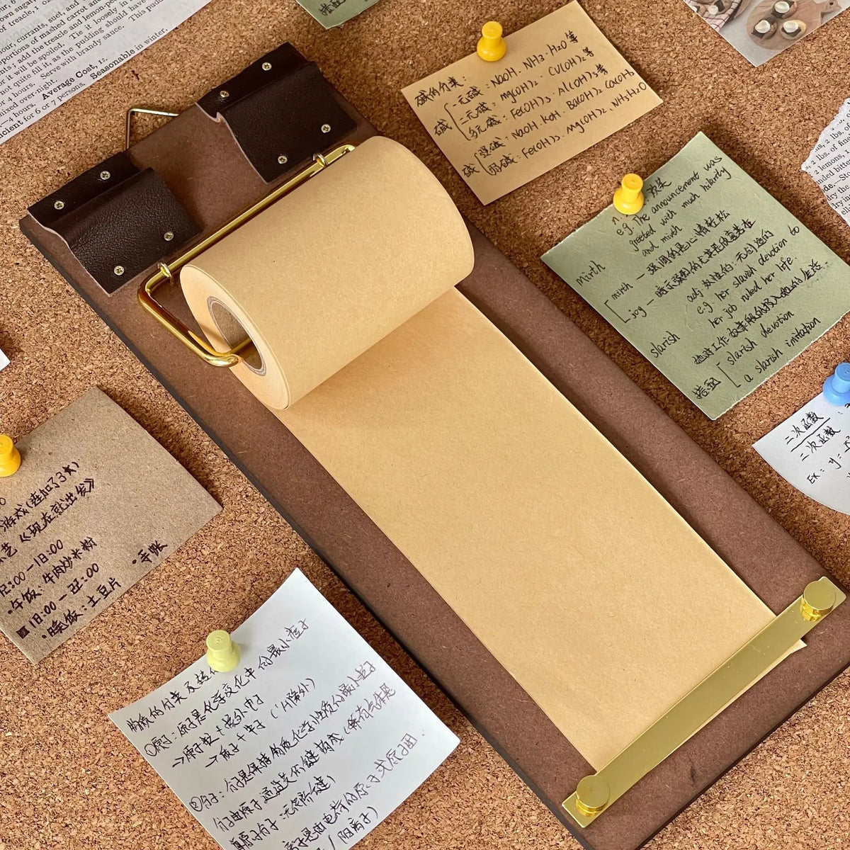 tableau liste tâches papier rouleau rechargeable clips suspension moderne écriture planning notepad marron beige