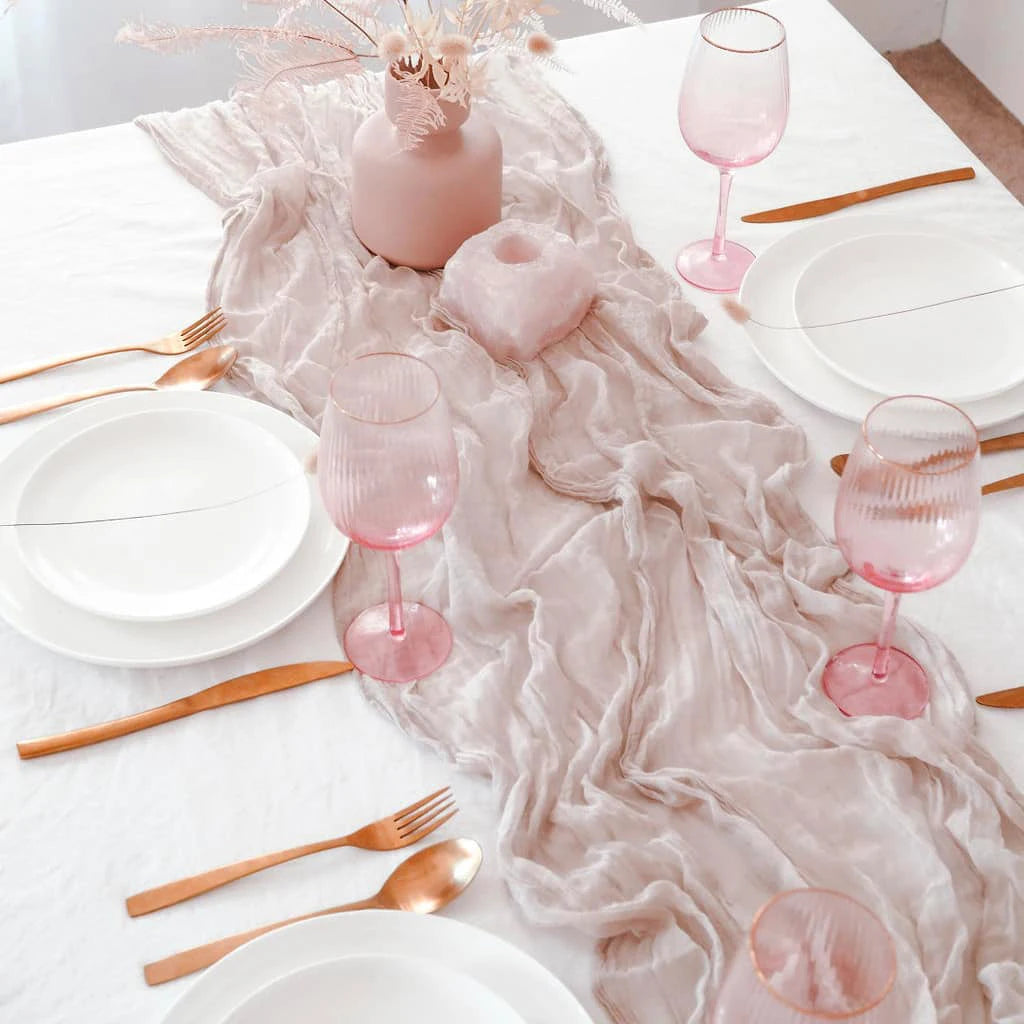 serviette table plissée rose clair décorative maison 100% polyester