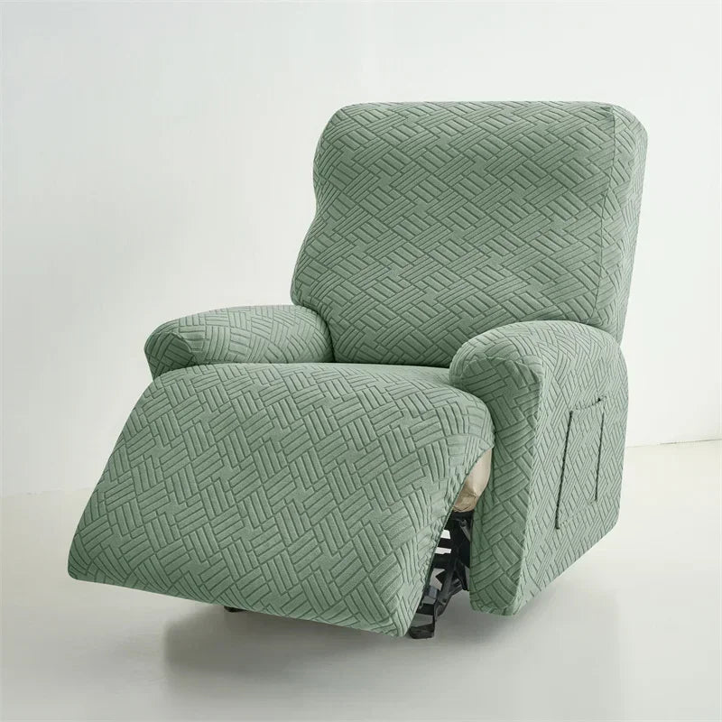 housse fauteuil inclinable beige gris rayures diagonales moderne poche lavable machine