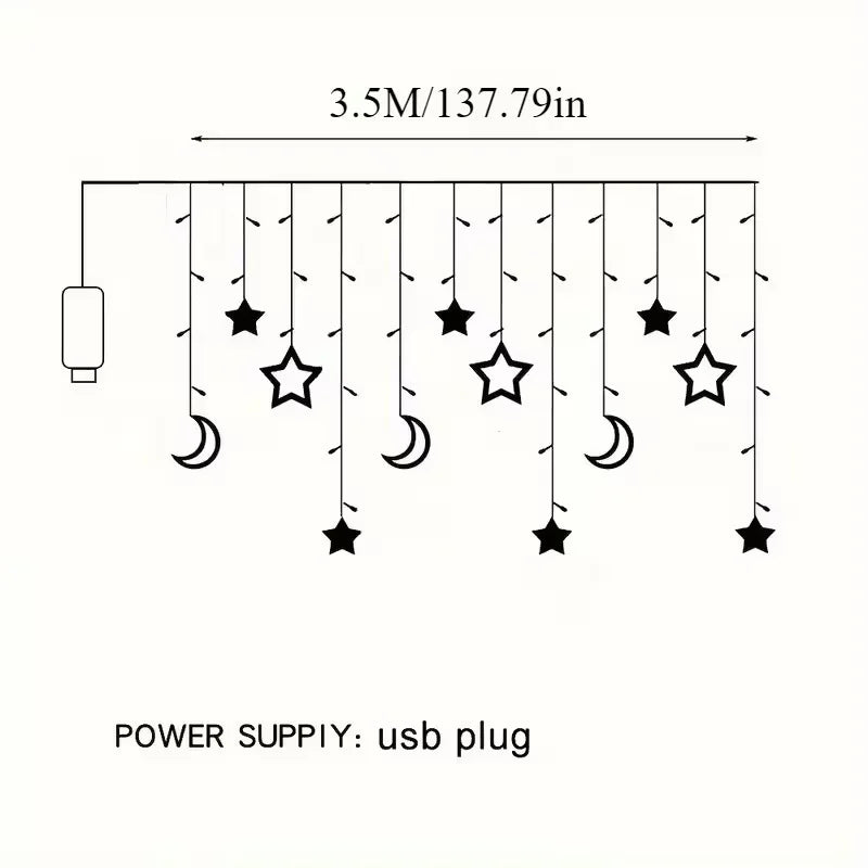 guirlande lumineuse étoiles lune multicolore blanc usb décorative noël nouvel an festive