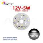 source led 12v 5w 7w smd2835 alu blanc chaud froid 48mm 65mm