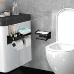 porte serviettes toilette moderne alliage d'aluminium noir fixé mur adhésif