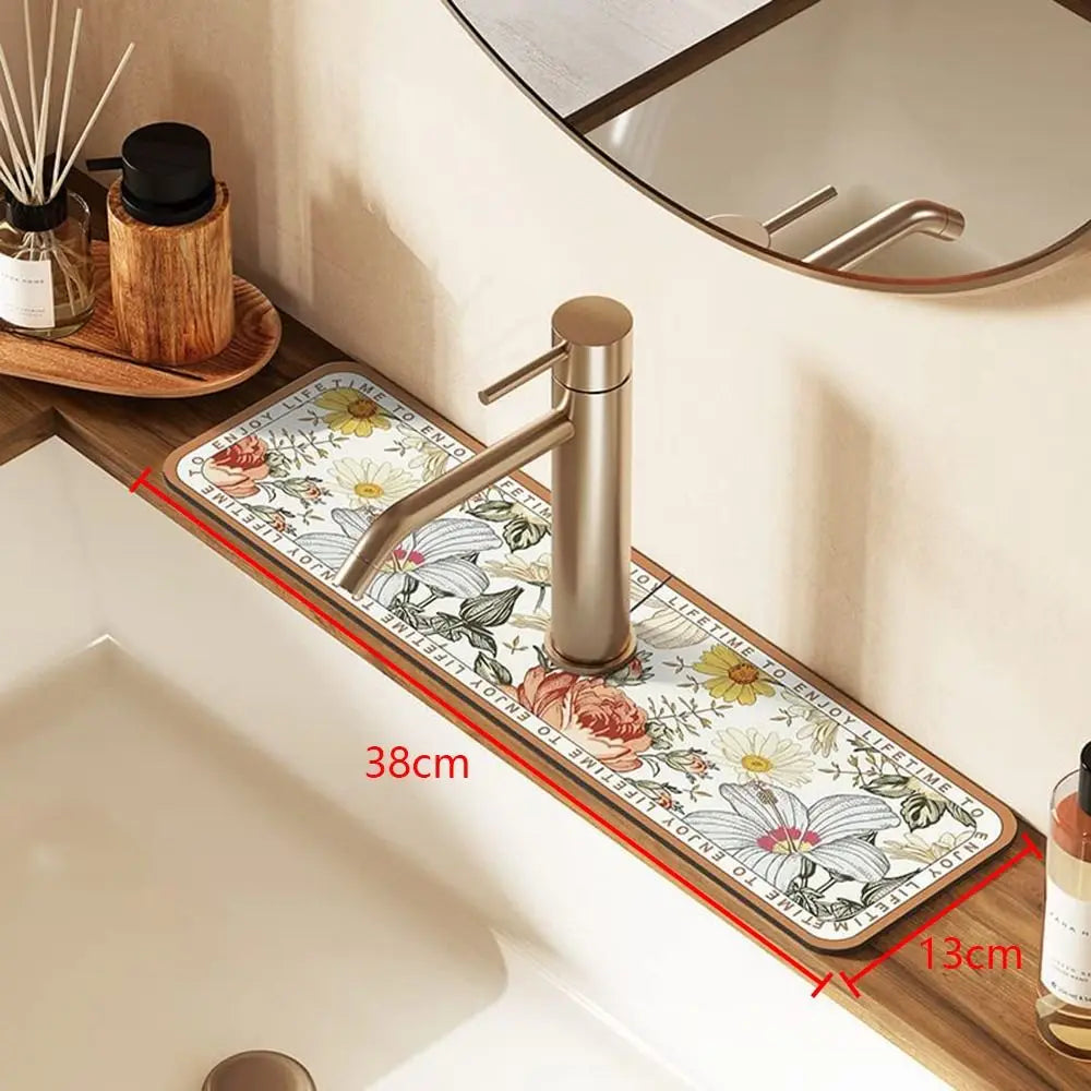 protège lavabo floral antidérapant protecteur comptoir cuisine éclaboussures motifs variés decoratif vintage bohème tapis