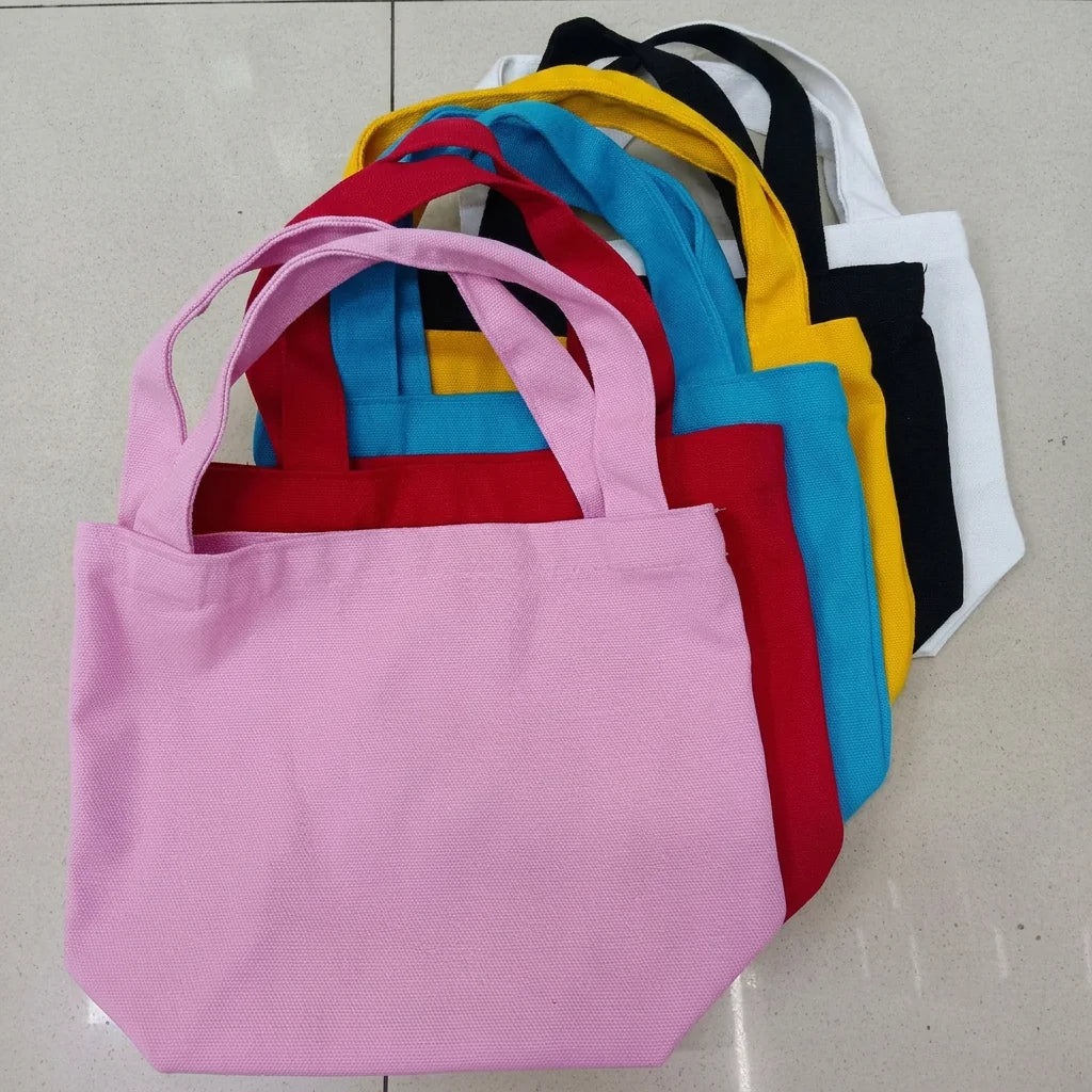 sac main toile couleur bleu rose jaune noir casual poignées détachables