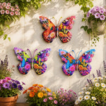 décoration murale papillon multicolore fleurs métal artificiel extérieur pièces moderne