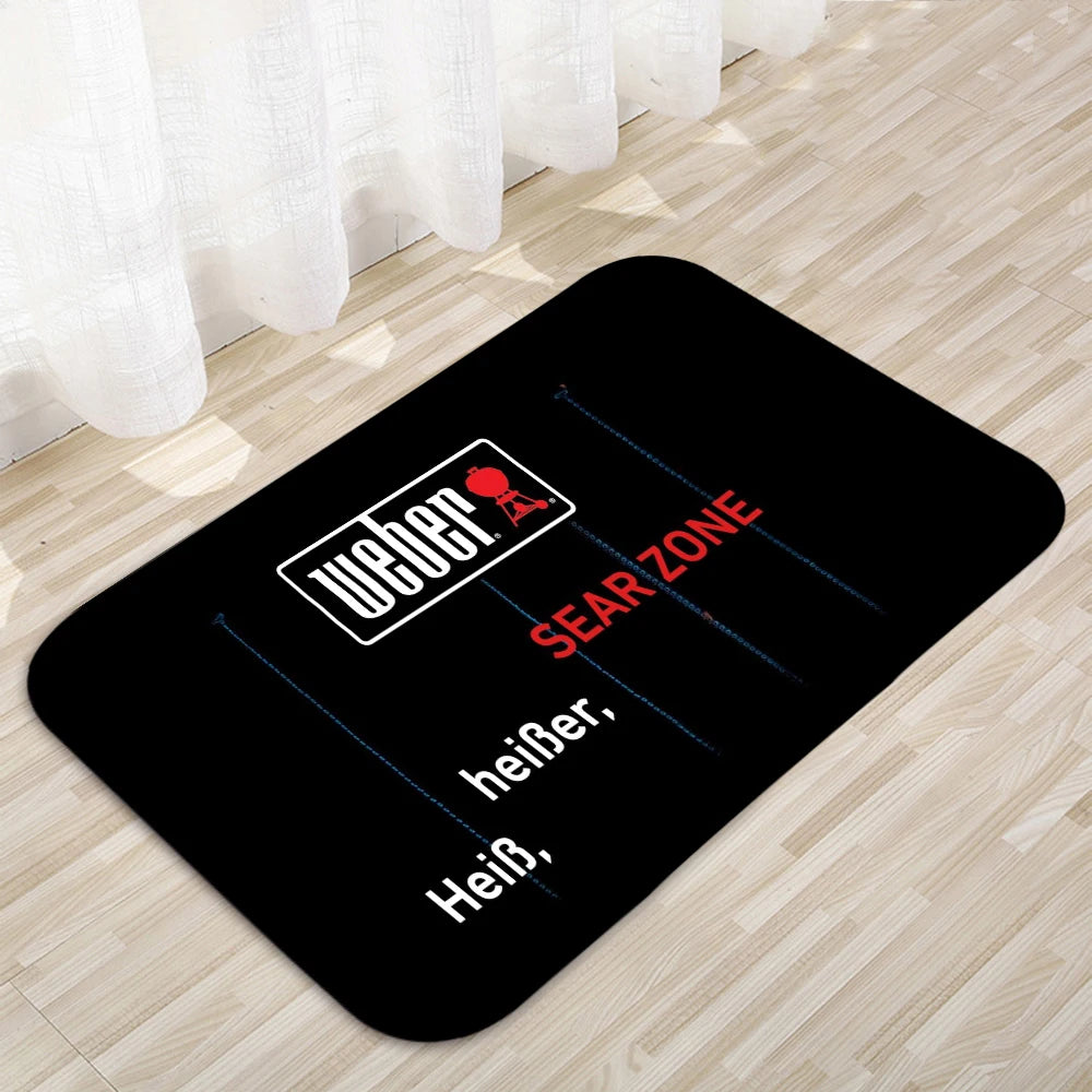 tapis sol barbecue weber rouge noir moderne antidérapant logo crafted sear zoneheimischt