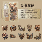 accessoires decoratifs steampunk engrenages roues dentees fleurs papillons bronze noir blanc