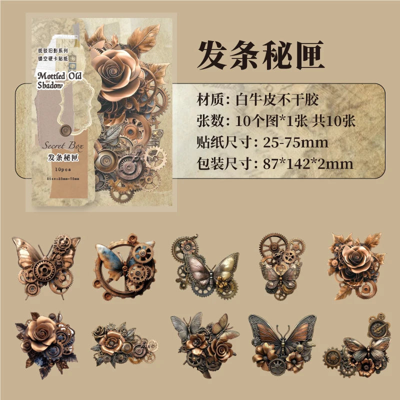 pièces décoratives steampunk argentées dorées adhésives scrapbooking collage artistique mécaniques horloges engrenages