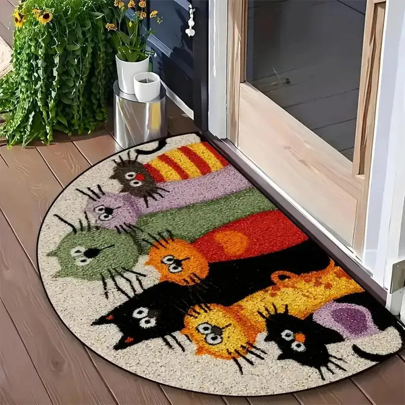 tapis d'entrée multicolore mosaïque antidérapant motif géométrique moderne classique