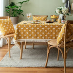 nappe table vintage jaune moutarde motif floral nordique réutilisable été printemps hiver automne