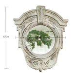 miroir decoratif mural rond blanc vieilli vintage cour balcon decoration accent