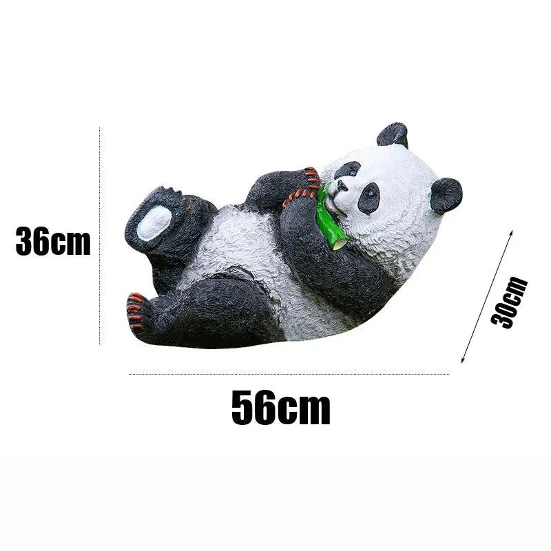 statues panda peluche lumineuses extérieures étanches noir blanc feuilles bambou moderne