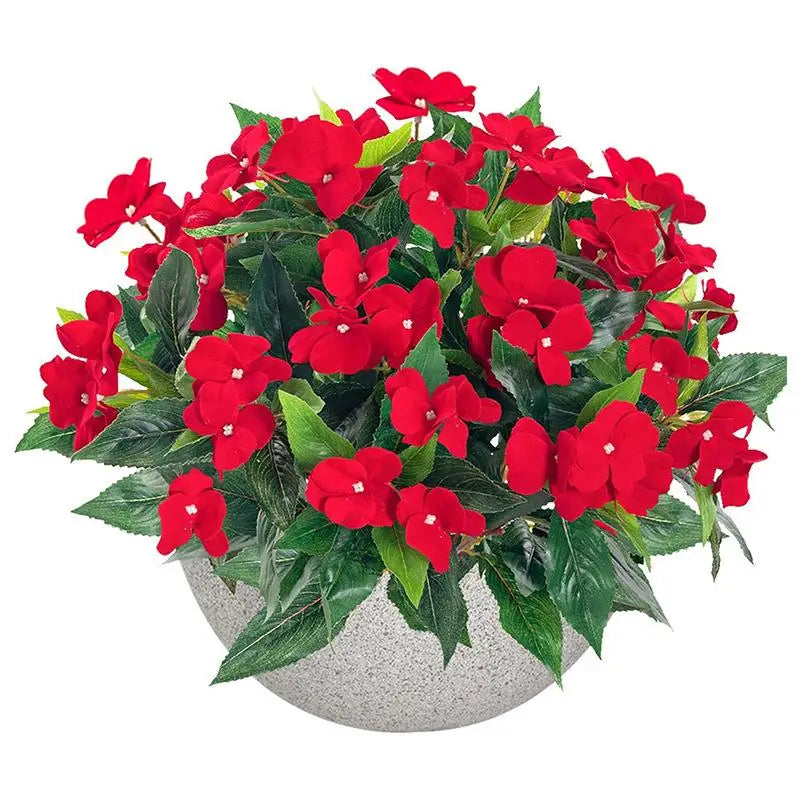 bouquet artificiel rouge vif décoration intérieure moderne fleurs simples vert foncé opacité vert foncé