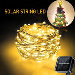 guirlande lumineuse solaire 20m 200led blanc chaud fil cuivre moderne certification ip65 ul rohs
