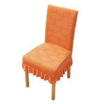 Housse chaise moderne feuilles stylisées beige orange vert bleu foncé gris bleu clair polyester