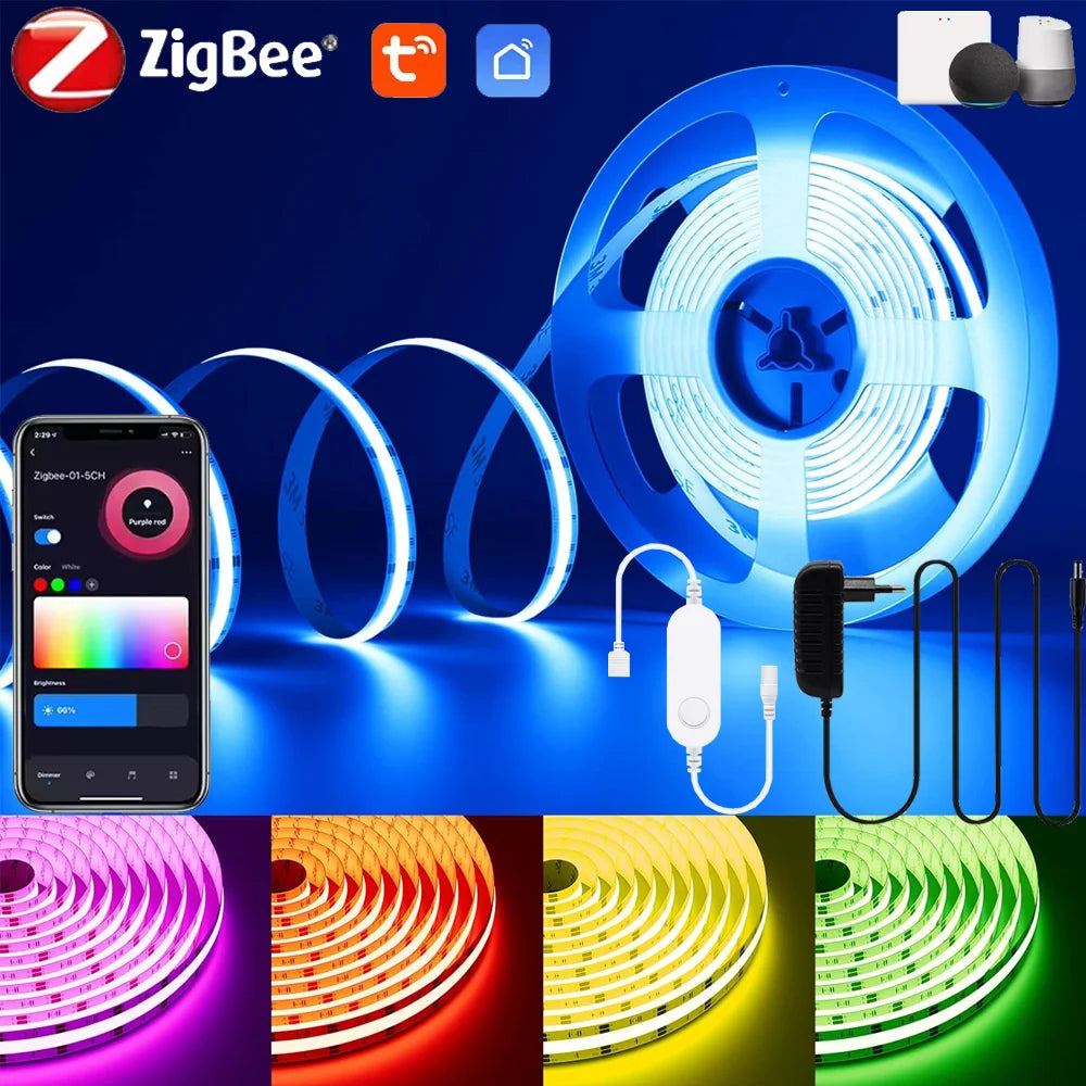 ruban led 840 led rgb moderne adhésif zigbee compatible google alexa