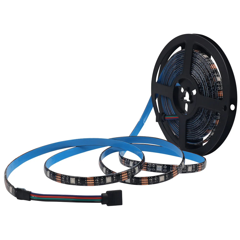 ruban led rgb smd 5v étanche adhésif rétroéclairage tv salon blanc noir flexible