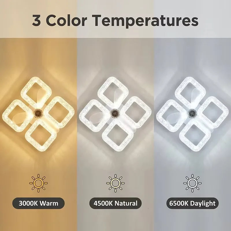 ventilateur led intelligent blanc moderne cristallisé vitesses télécommande économie energie