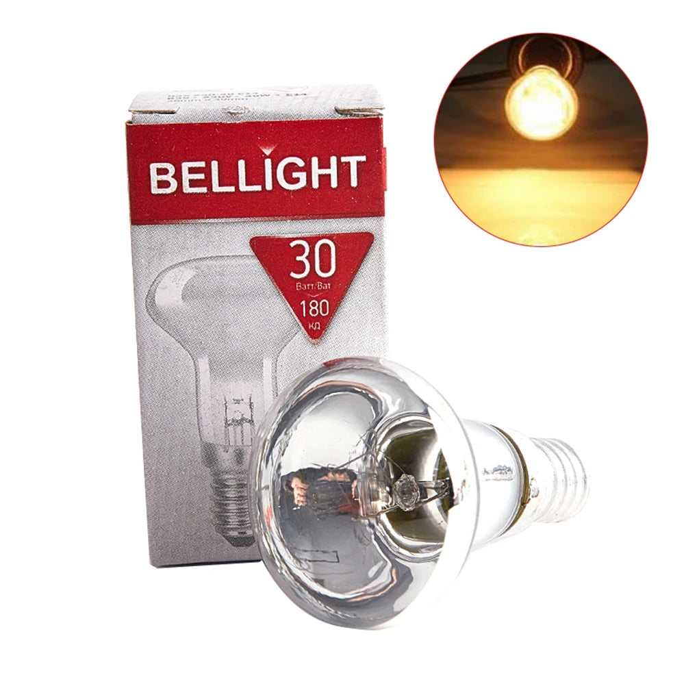 ampoule incandescente e14 classique opaque 39mm transparente rond lisse 30w