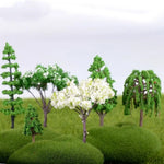 miniatures résine arbres feuilles fleurs vert jaune rose blanc paysage décoratif simulationextérieur