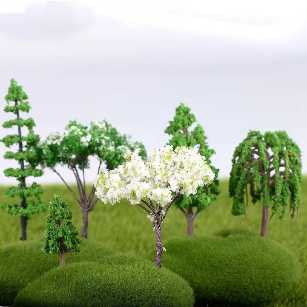 miniatures résine arbres feuilles fleurs vert jaune rose blanc paysage décoratif simulationextérieur